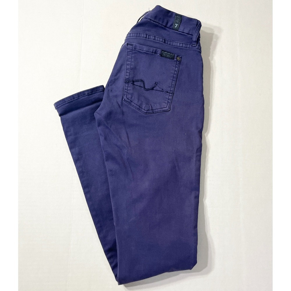 7 For All Mankind Pants Women's 27 Gwenevere Skinny Purple Stretch Made in USA